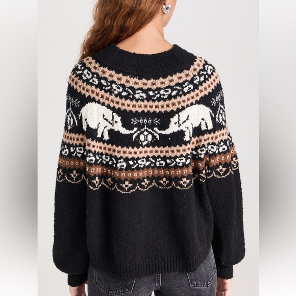 FREE PEOPLE Nellie Fair Isle Elephant Sweater size Medium - Picture 3 of 11
